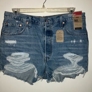 Levi's Blue Distressed Jean Shorts Vintage-Inspired